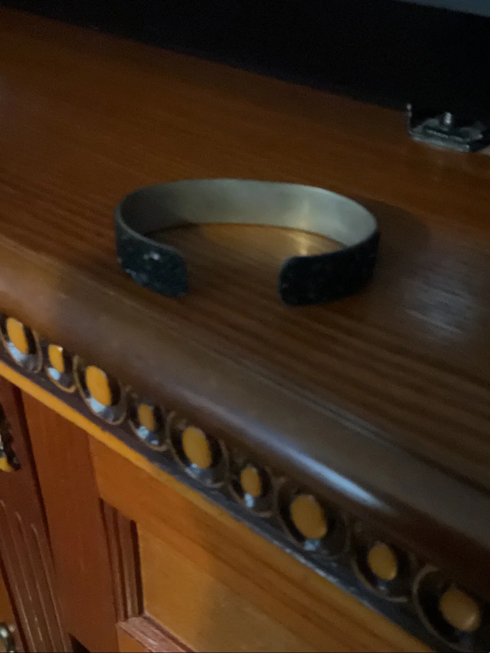 Silver-Tone Black Textured Cuff Bracelet